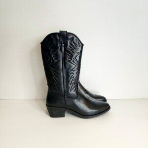 Steve Madden Black Leather Cowboy Boots